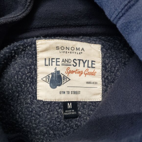 Sonoma Navy Blue Button Up Cardigan Sweater Mens M Grandpa Fall Preppy Layering - Picture 4 of 6